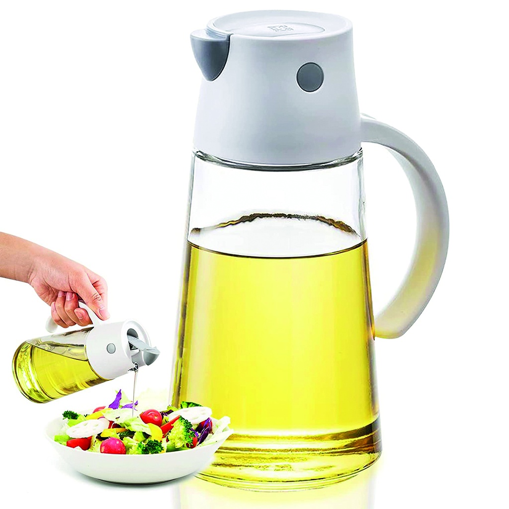 Aceitera vidrio 550ml tapa automatica