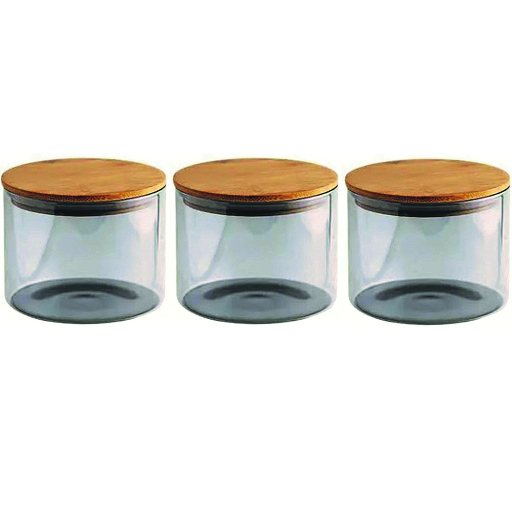 Contenedor alimentos en borosilicato Gris Set X3