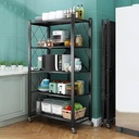 Rack para cocina plegable con ruedas 5 estantes Negro