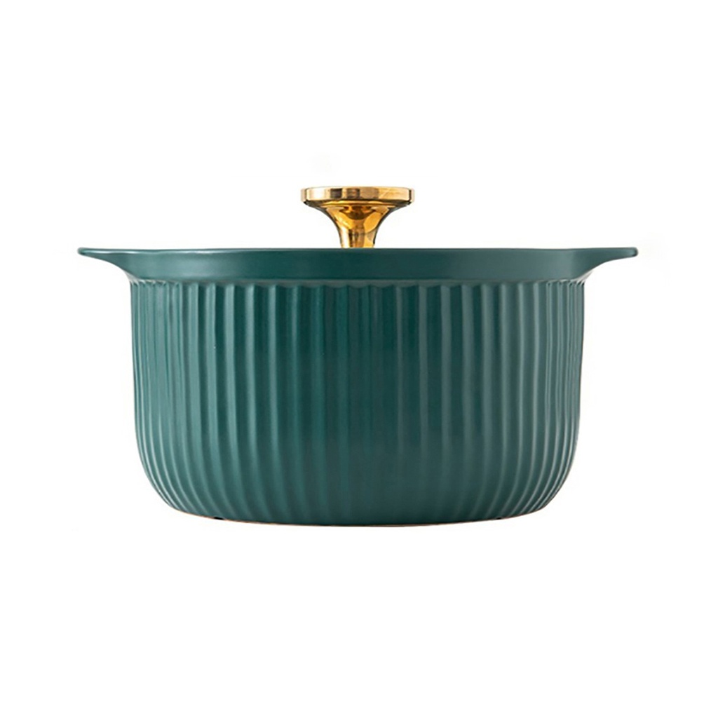 Olla de porcelana con tapa de vidrio 26cm diametro Verde