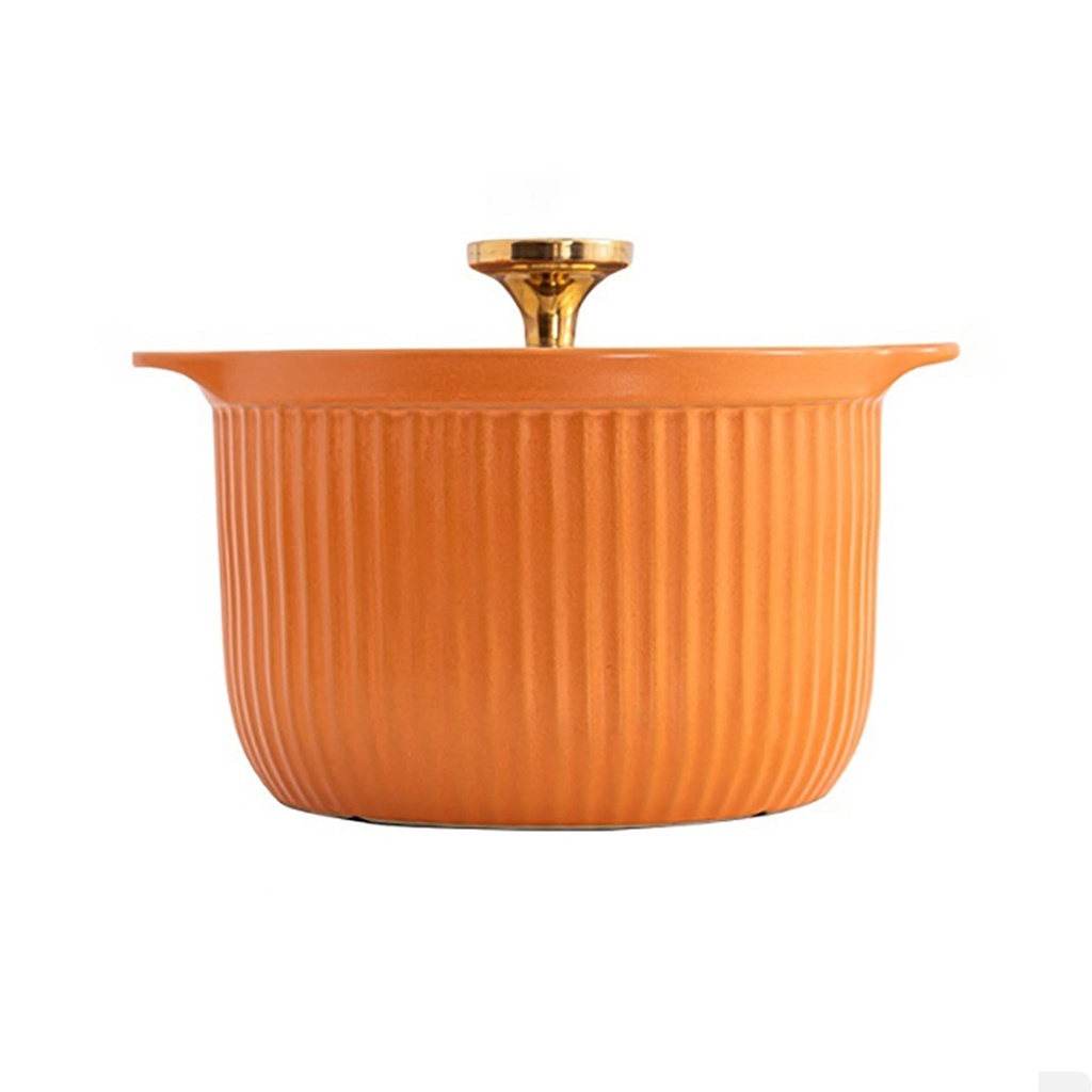 Olla de porcelana con tapa de vidrio 31cm diametro Naranja