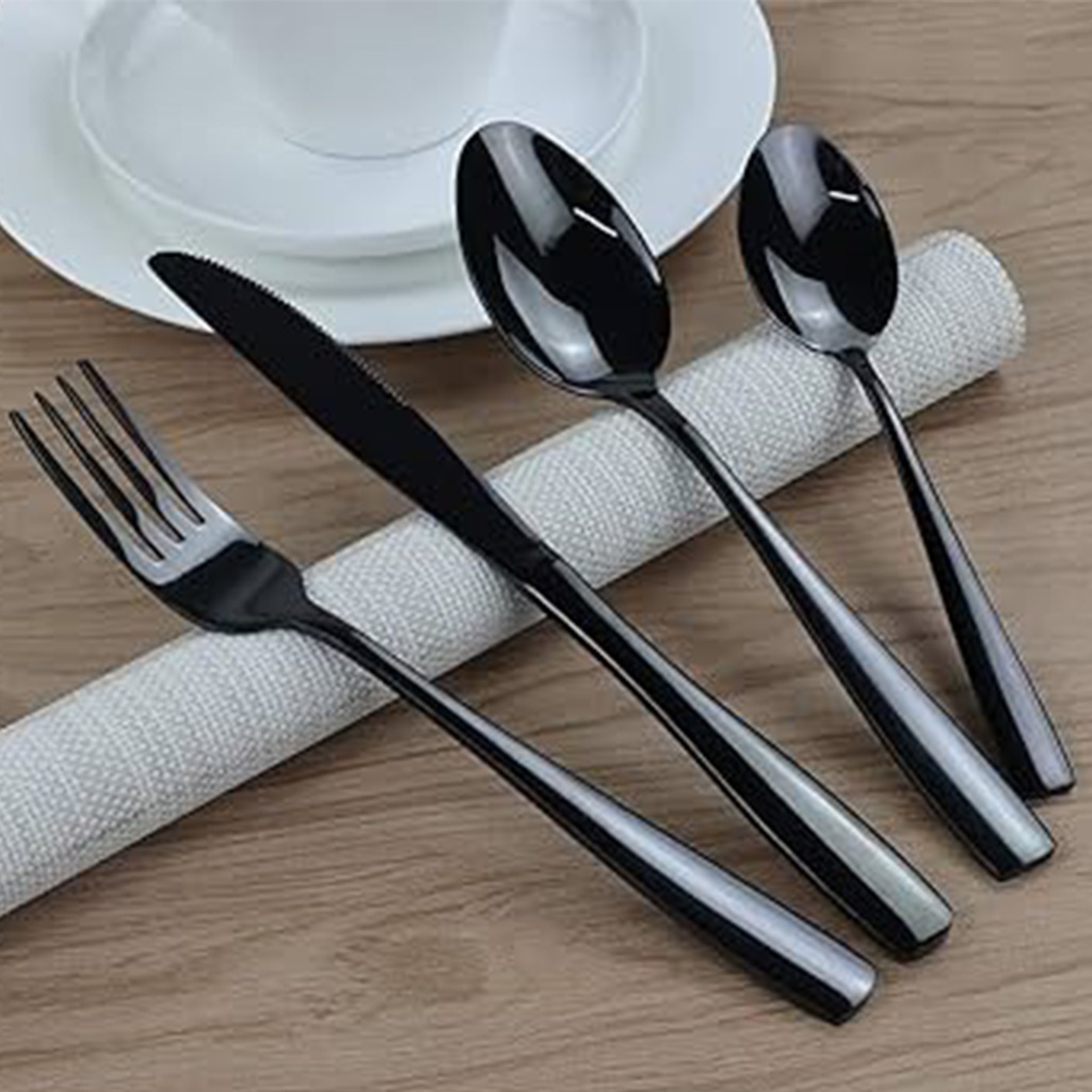 Juego cubiertos 24 piezas Negro