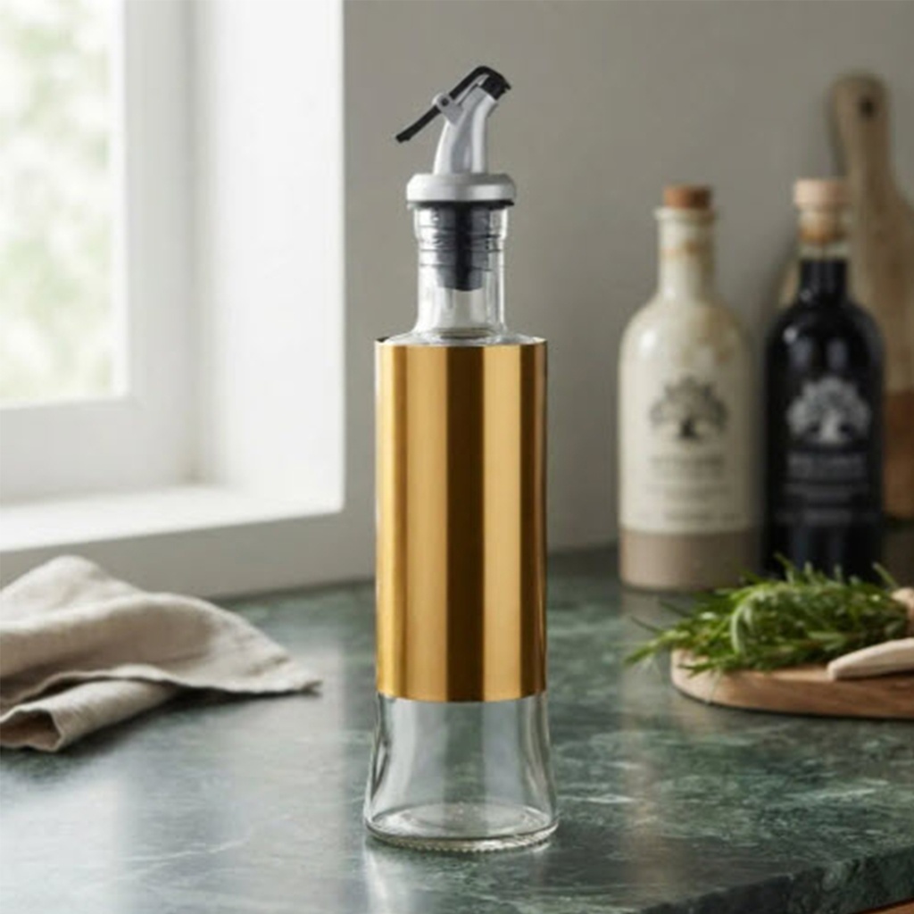 Botella aceitera vidrio 500ml Dorado