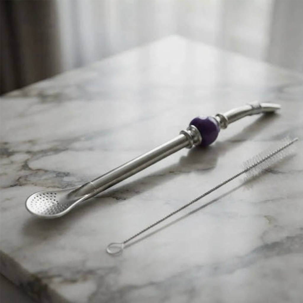 Bombilla acero con aplique Violeta