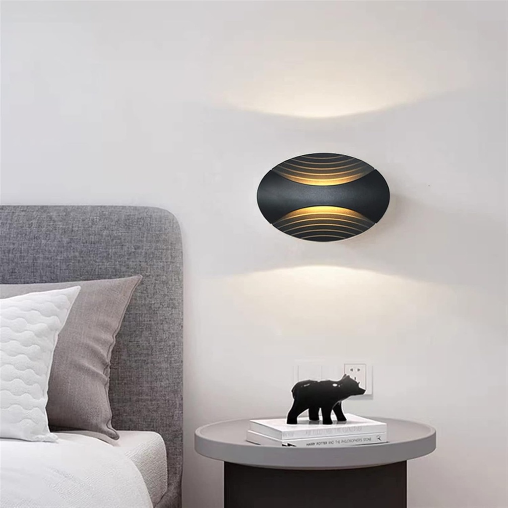 Luminaria aplique de pared interior exterior bidireccional Negro