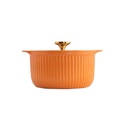 Olla de porcelana con tapa de vidrio 26cm diametro Naranja