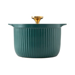 [DT2004V] Olla de porcelana con tapa de vidrio 31cm diametro Verde