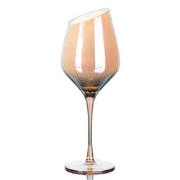[DT2008] Copa de cristal vino corte oblicuo 430ML ámbar