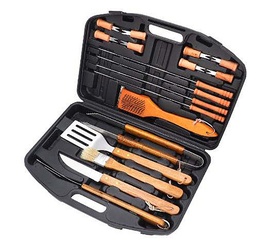 [DT2280] Set parrilla 18 piezas mango madera en estuche