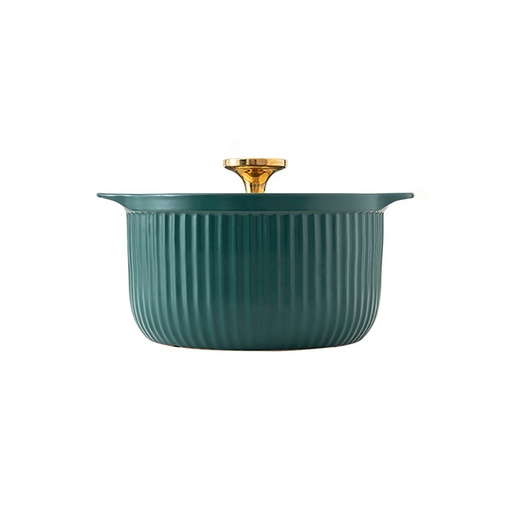 [DT2003V] Olla de porcelana con tapa de vidrio 26cm diametro Verde