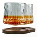 Vaso whisky labrado giratorio base madera 266ML