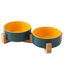 Comedero bebedero ceramica base madera doble Ver/Ama