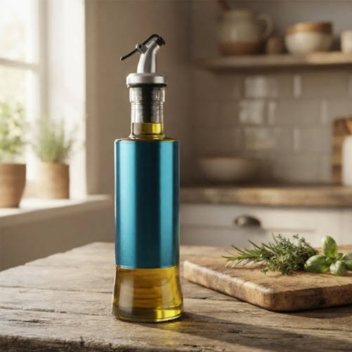 [DT2021A] Botella aceitera vidrio 350ml Azul