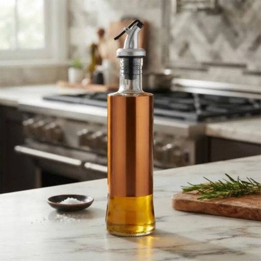 [DT2021D] Botella aceitera vidrio 350ml Dorado