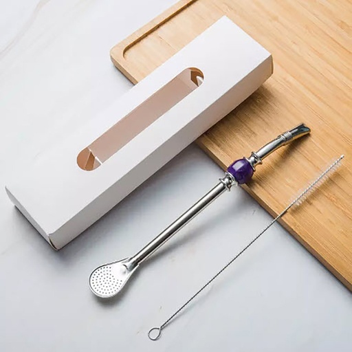 [DT5058V] Bombilla acero con aplique desarmable Violeta