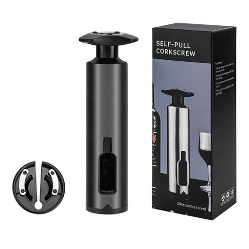 [DT2202N] Kit Accesorios Para Vino 2 Piezas Negro