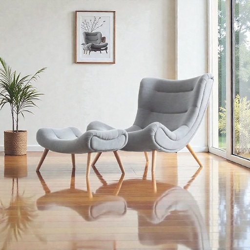 [DT9008G] Sillon nordico con apoya pies Gris