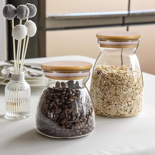 [DT2328] Contenedor de alimentos vidrio tapa bambu