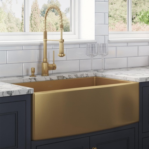 [DT2334D] Bacha de cocina estilo campo Dorado